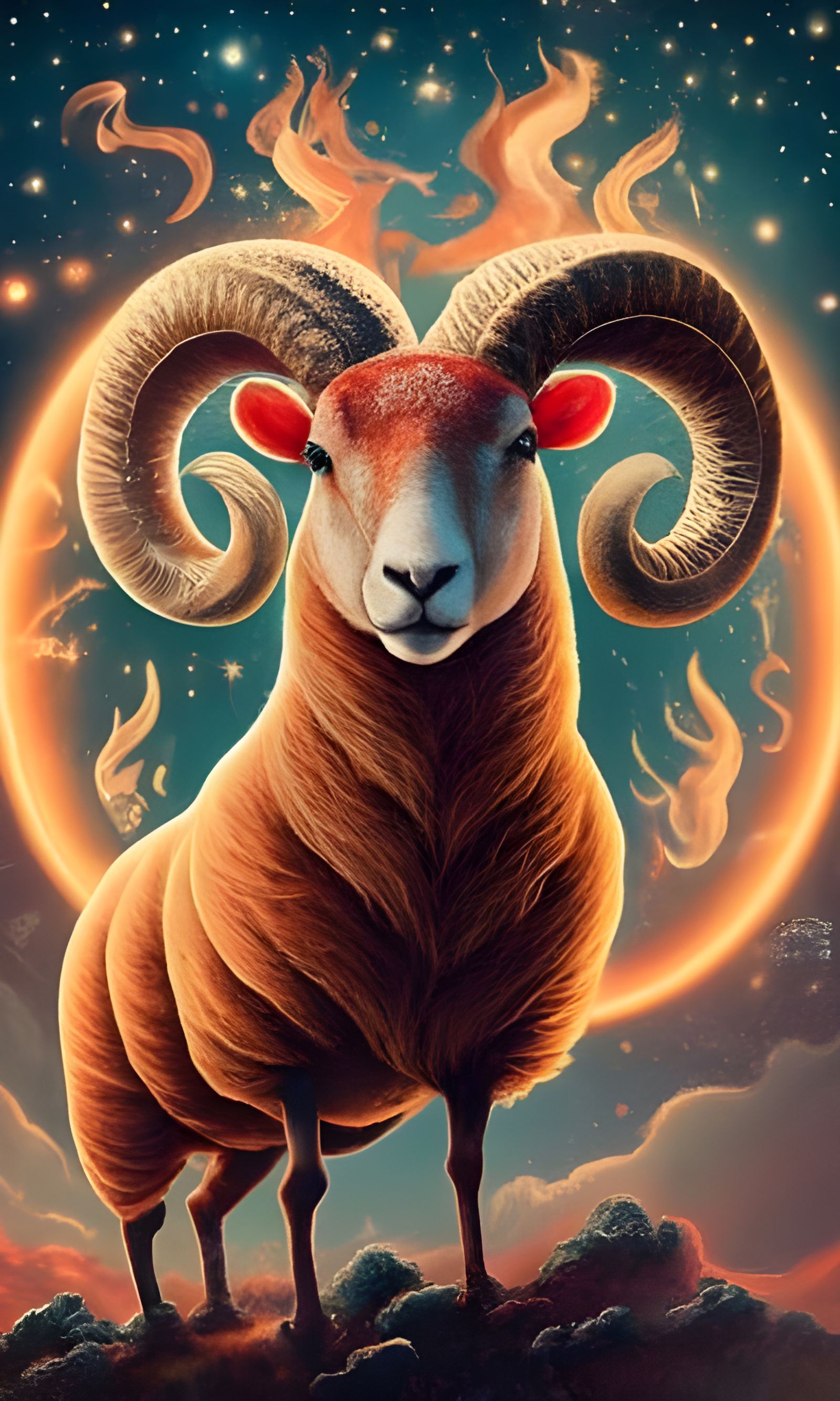 Aries the Ram in Black: Zodiac Sign Art