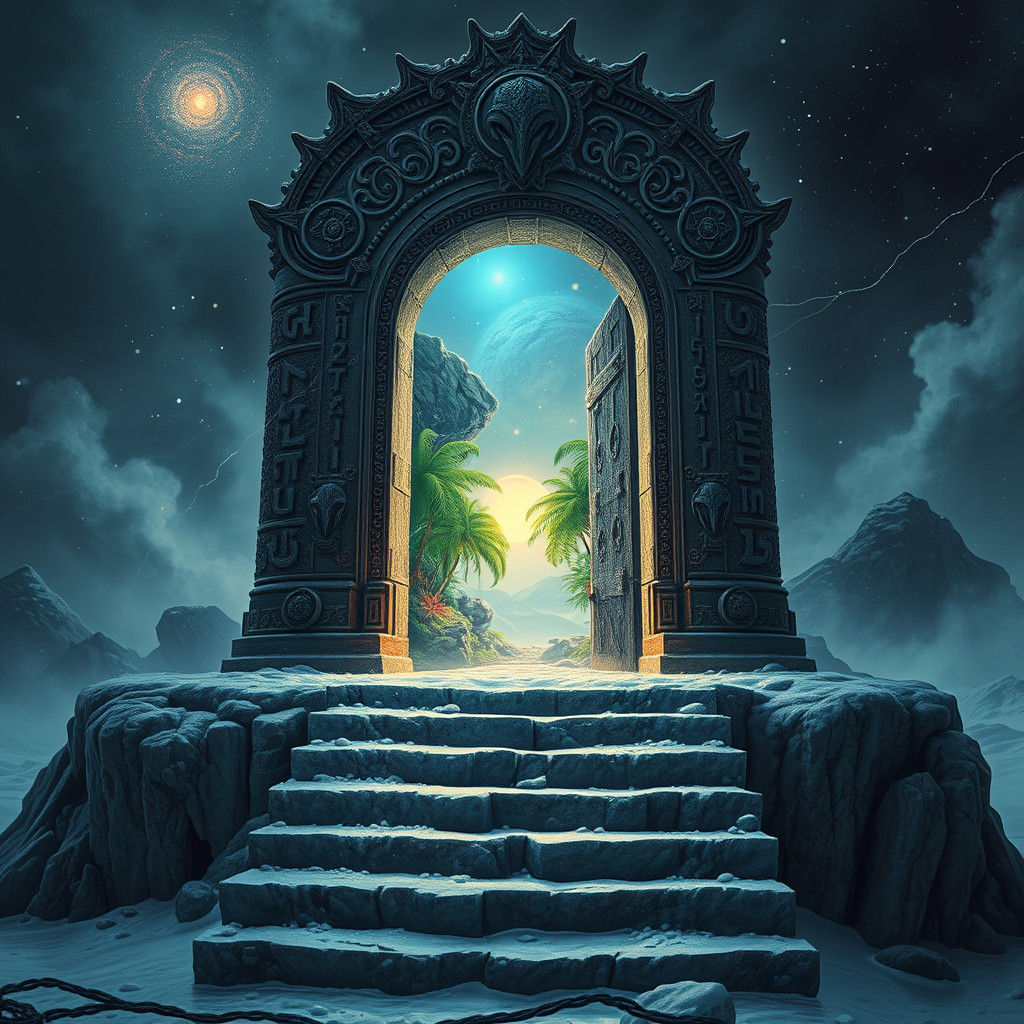 Mystical Doorway Opens on Frozen Alien World