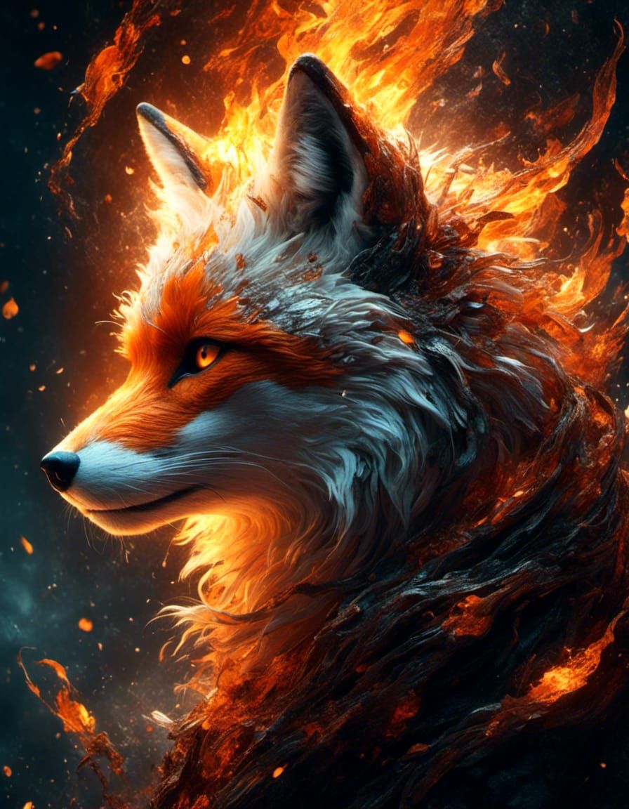 Fiery Fox Portrait in High Detail