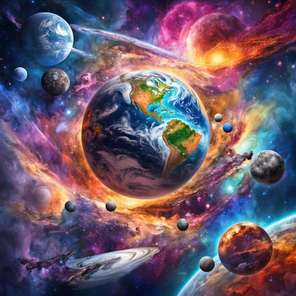 Planet Earth Among Cosmic Nebulae