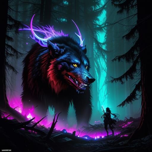 Skinwalker vs Wendigo Battle in Dark Forest