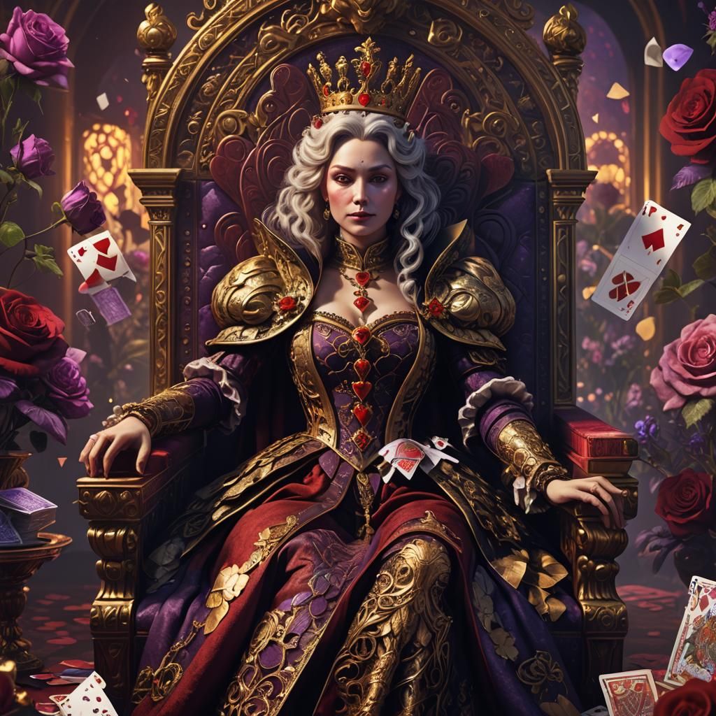 Queen of Hearts on Throne: Fantasy Concept Art