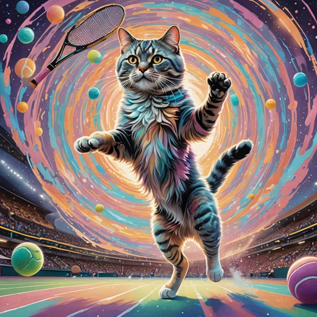 Majestic Cat Athlete in Hyper-Realistic Matte Painting Style