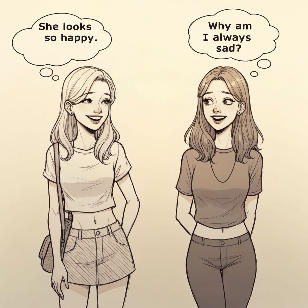 Dual Portrait of Teen Girls' Inner Turmoil