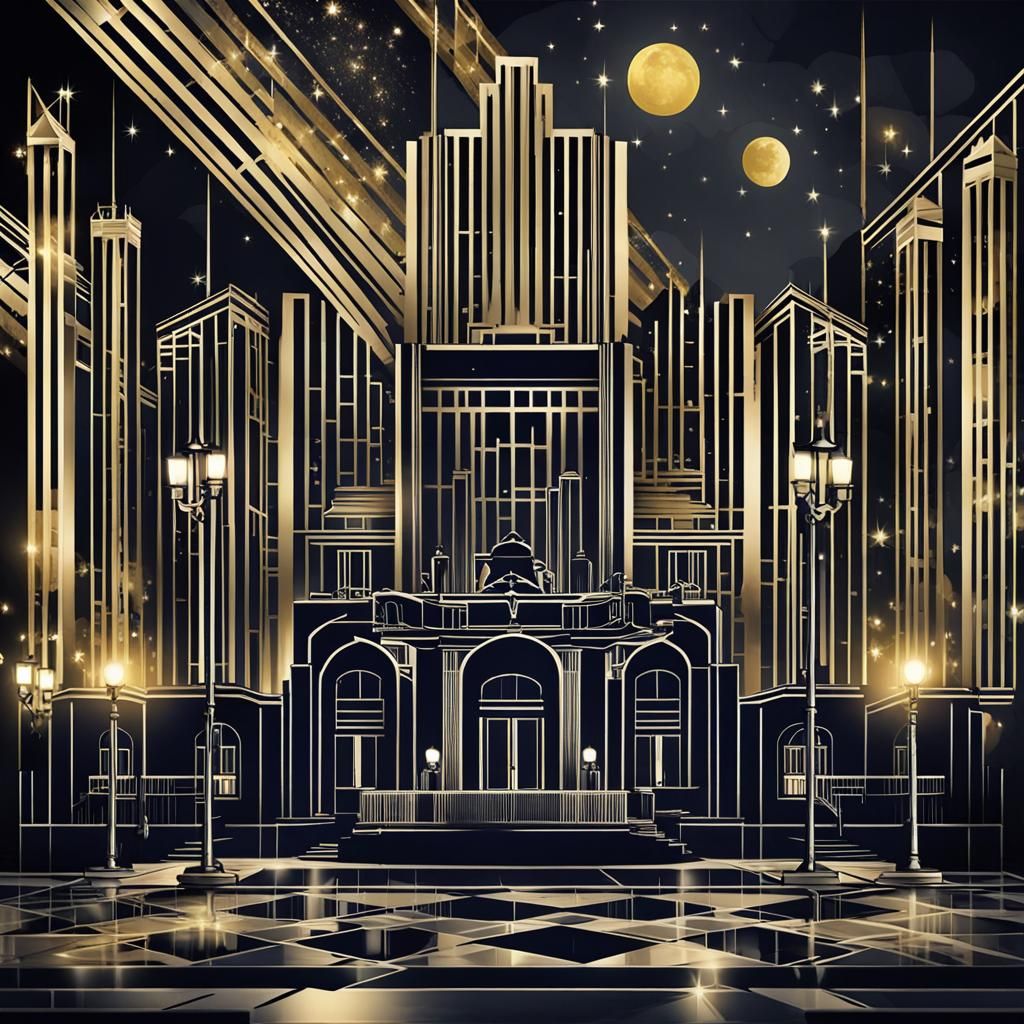 Art Deco Club Scene with Flapper Girl