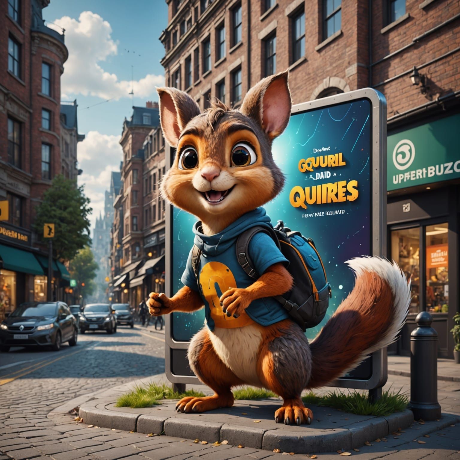 Advertising Billboard in the street with a funny squirl on it