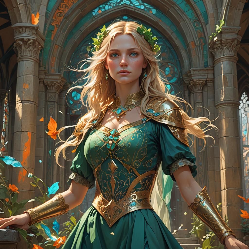 Fantasy Woman with Magic Powers, Alphonse Mucha Style