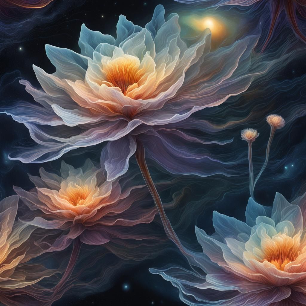 Ethereal Flower Floating in the Universe