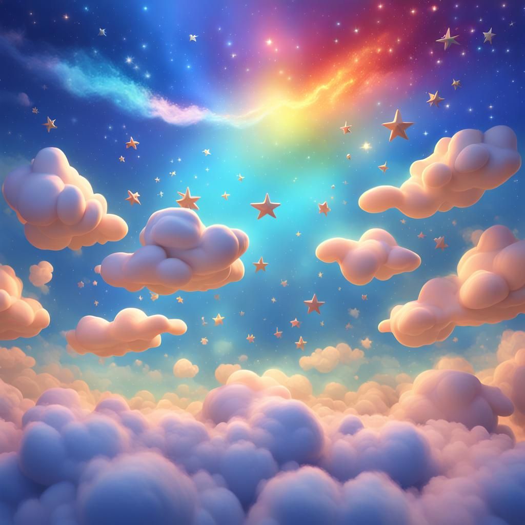 Pixar Disney Style Starry Cloudscape Background