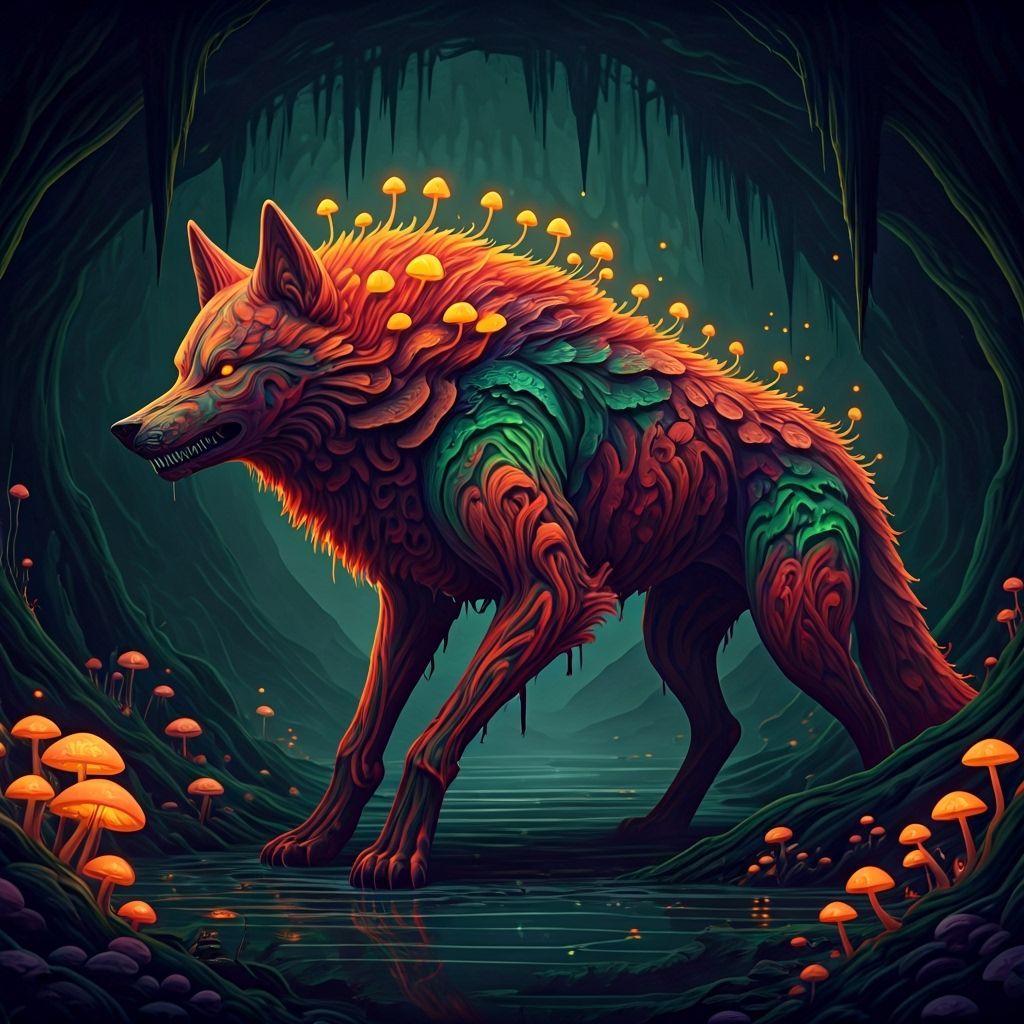 Corrupted Mushroom Wolf in Dark Fantasy Swamp