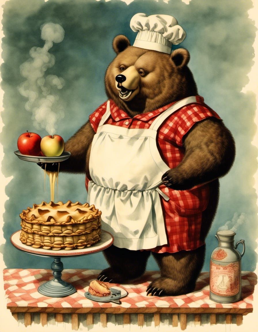 Obese Bear Baking Pie in BearZarre Style