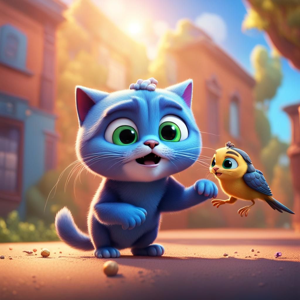 Super Cat Saves Baby Bird in 3D Style