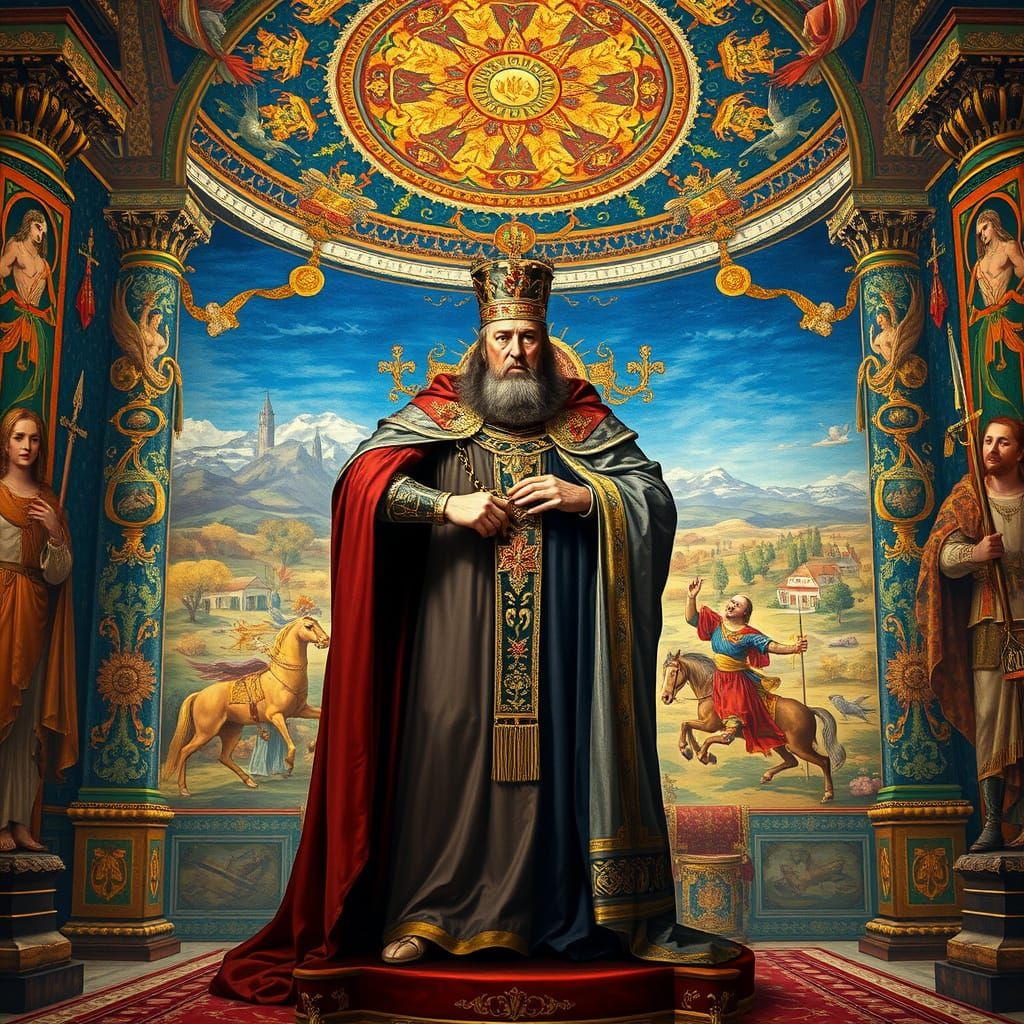 Medieval Emperor in Byzantine Throne Room