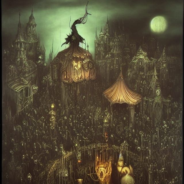 Gothic Steampunk Night Circus: A Surreal Dream