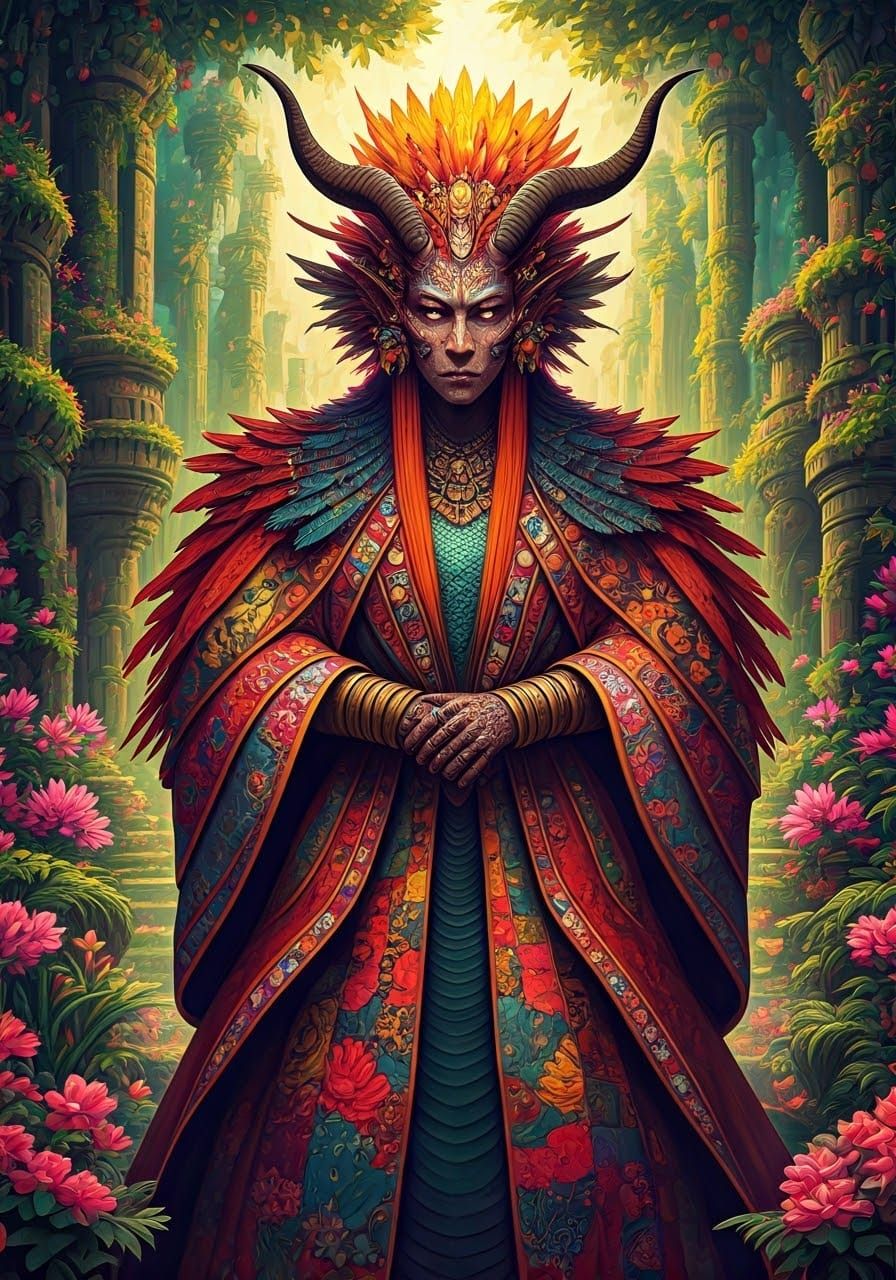 Majestic Serpent Demon in Vibrant Fantasy Landscape