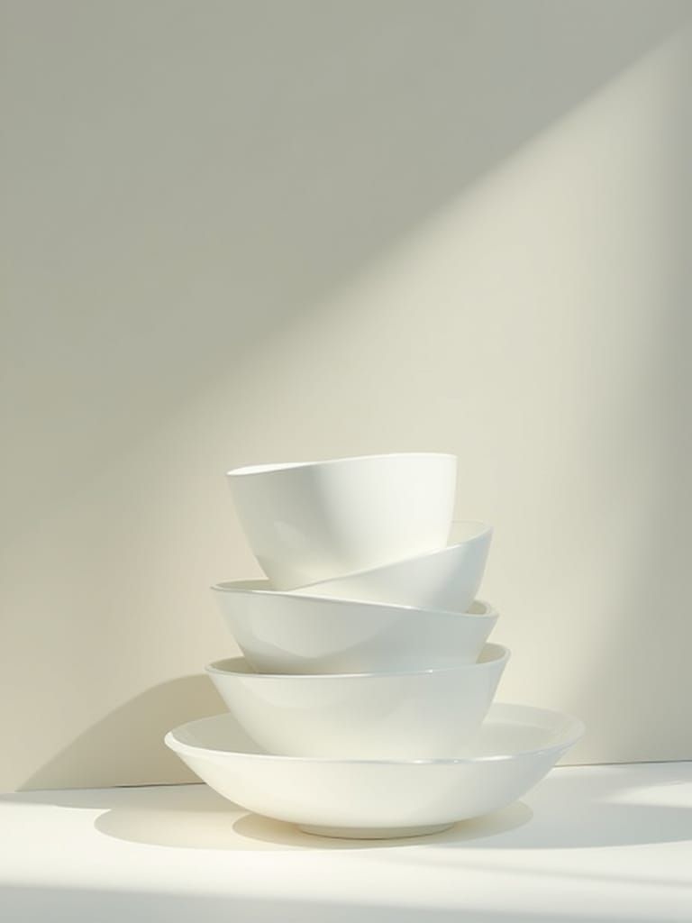 Minimalist Porcelain Bowls Still Life Photograph