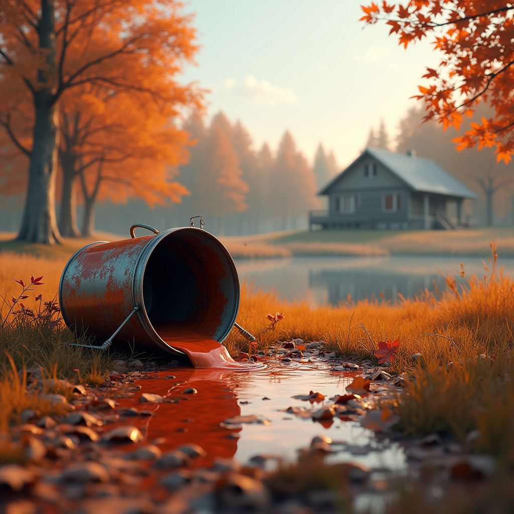 Autumn Landscape Overflowing from Paint Can