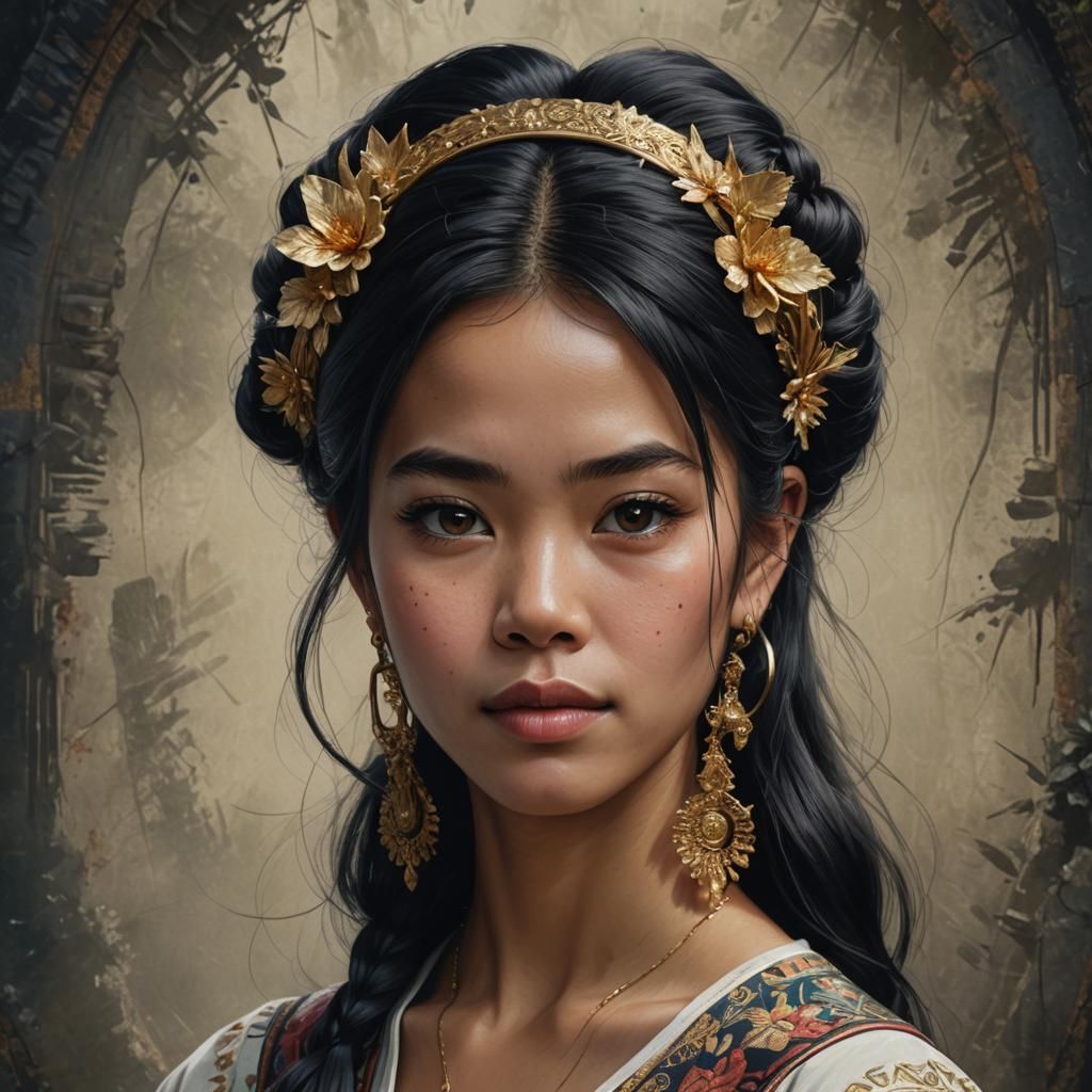Hyperrealistic Portrait of a Young Filipino Woman