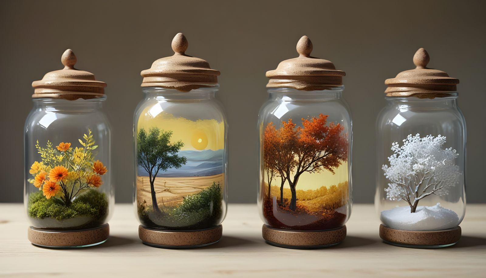 Four Jars Representing the Four Seasons
