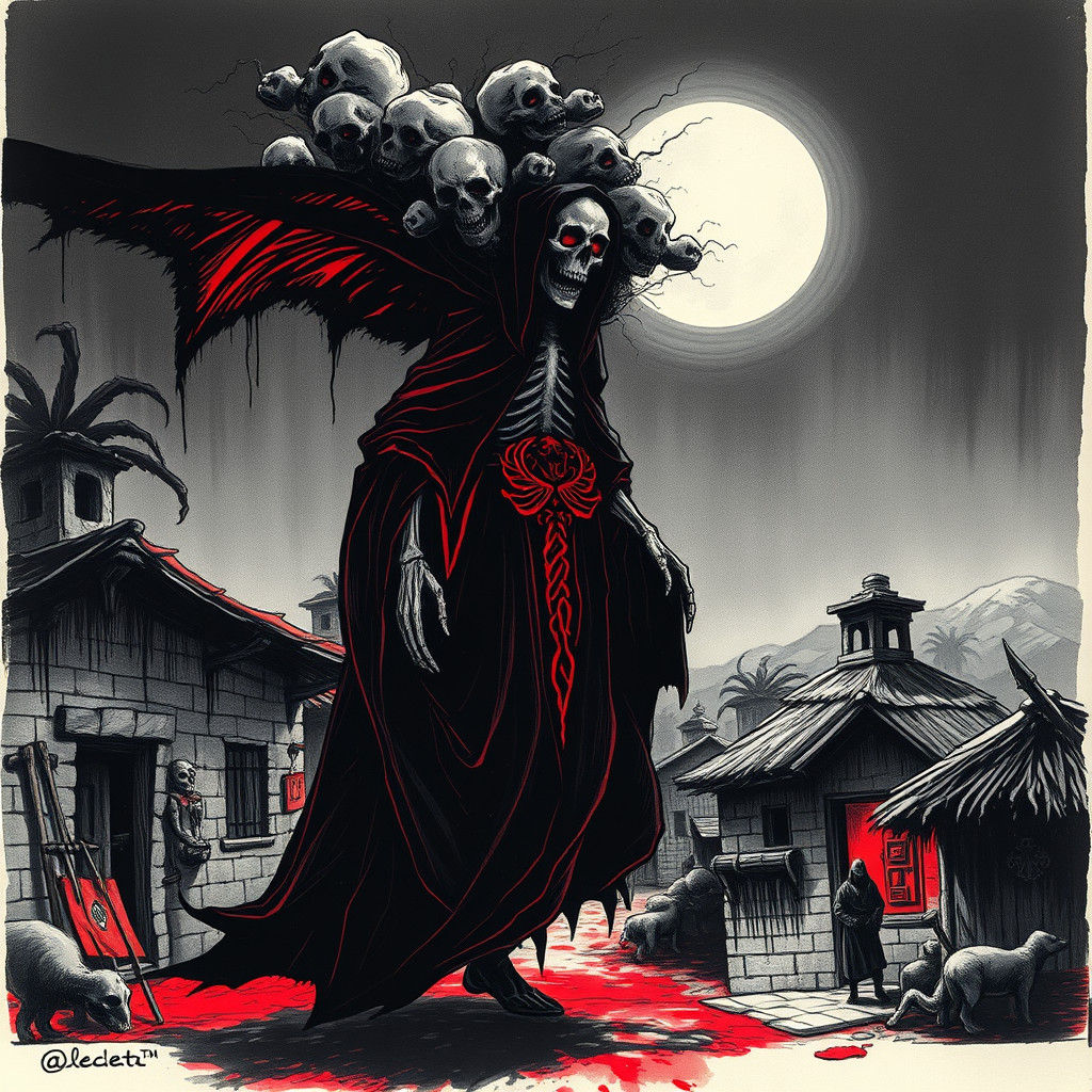 Death in Egypt: A Dark Fantasy Ink Sketch