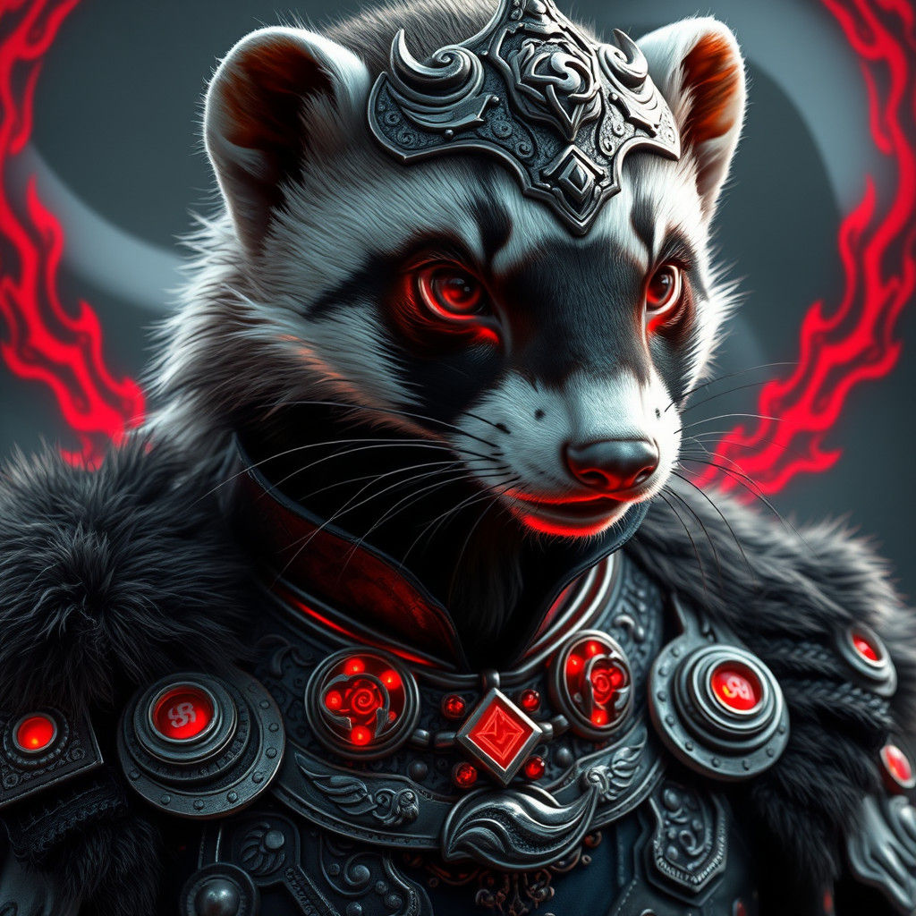 Ferret-Viking Hybrid Portrait in Norse Style
