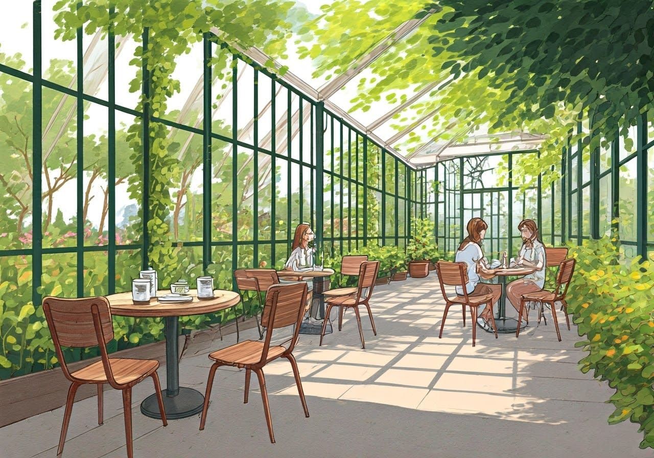 Garden Cafe in Sketchy Doodle Style