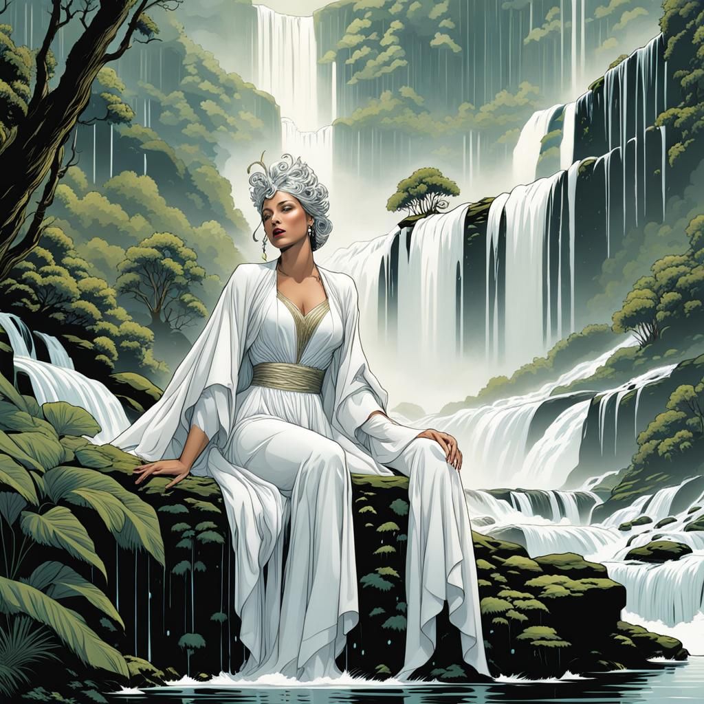 Raintide Character at Waterfall in Silent-Comic Art