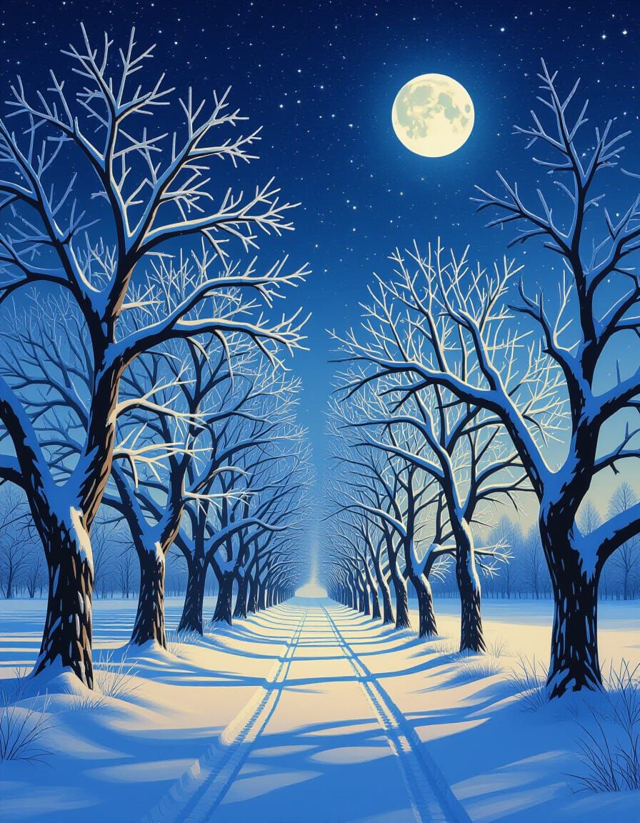 Icy Tree Tunnel in Ethereal Digital Art Style