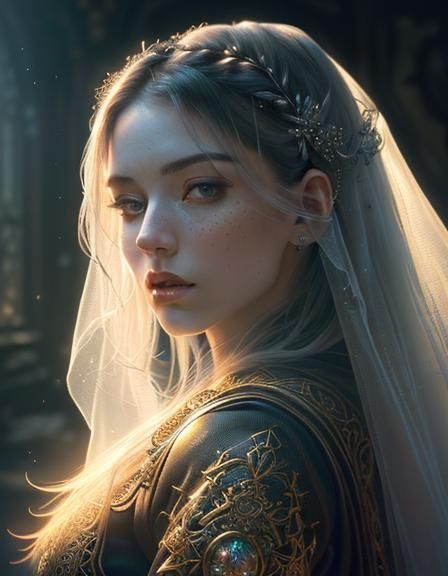 Ethereal Maiden Portrait in Digital Painting Style