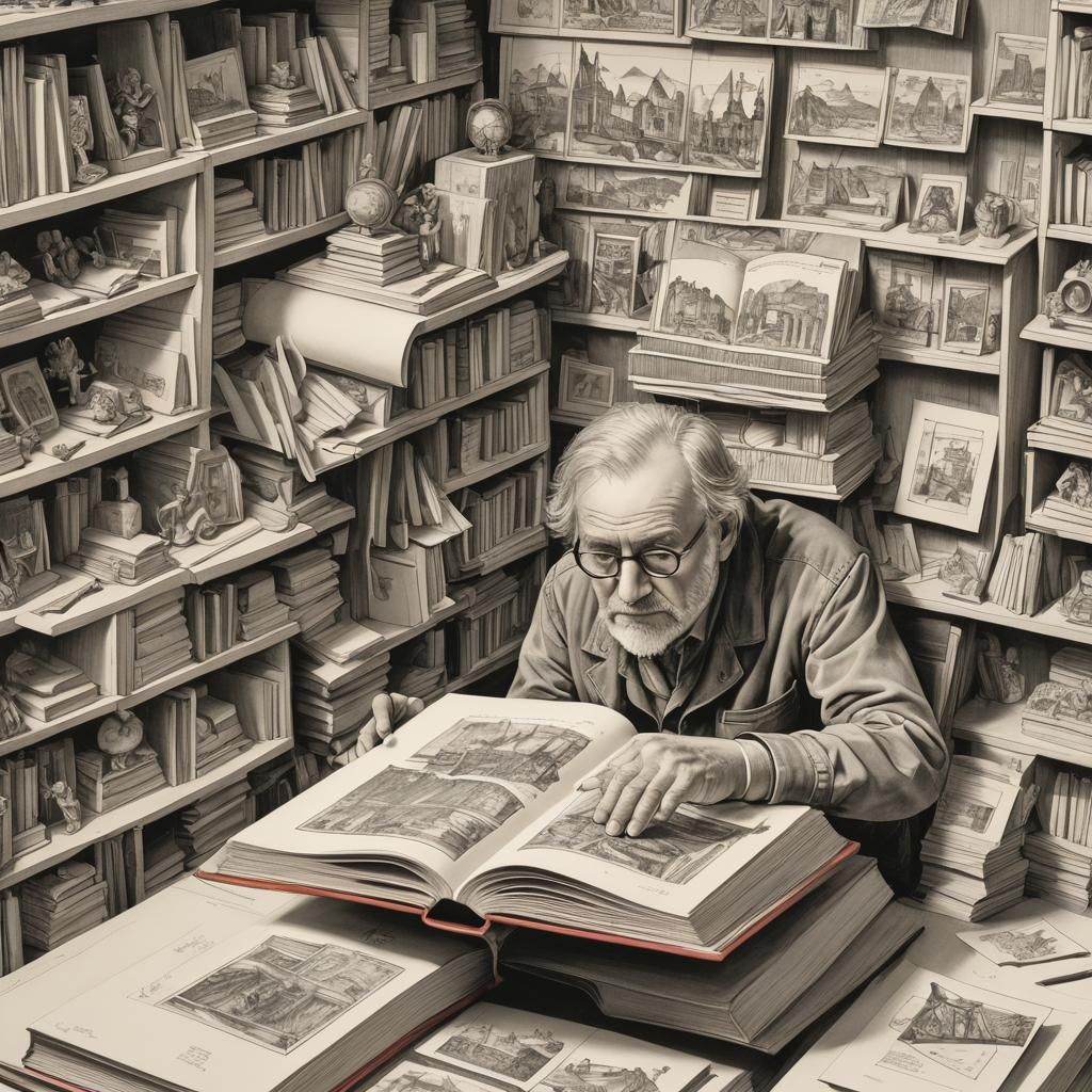 Pop-Up Book Drawing in Meggendorfer Style