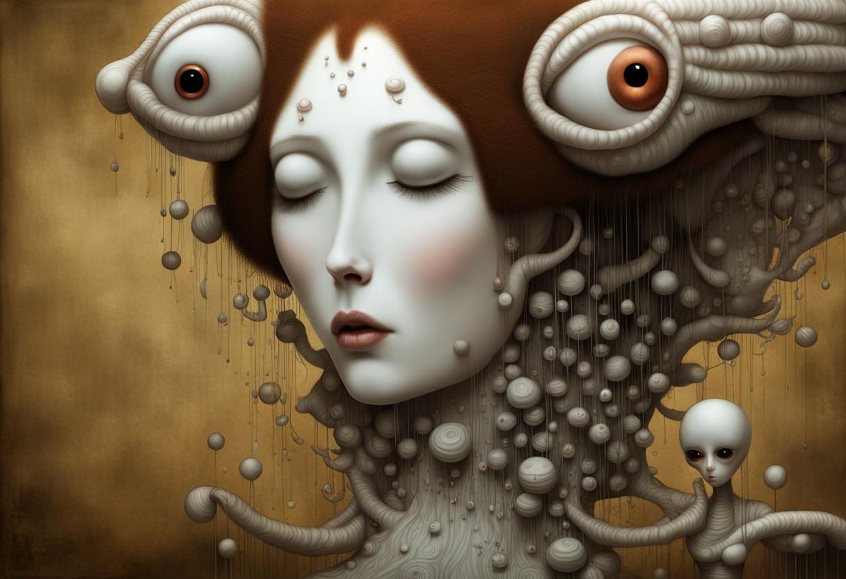 Eerie Creature Fusion in Dec-Art Style