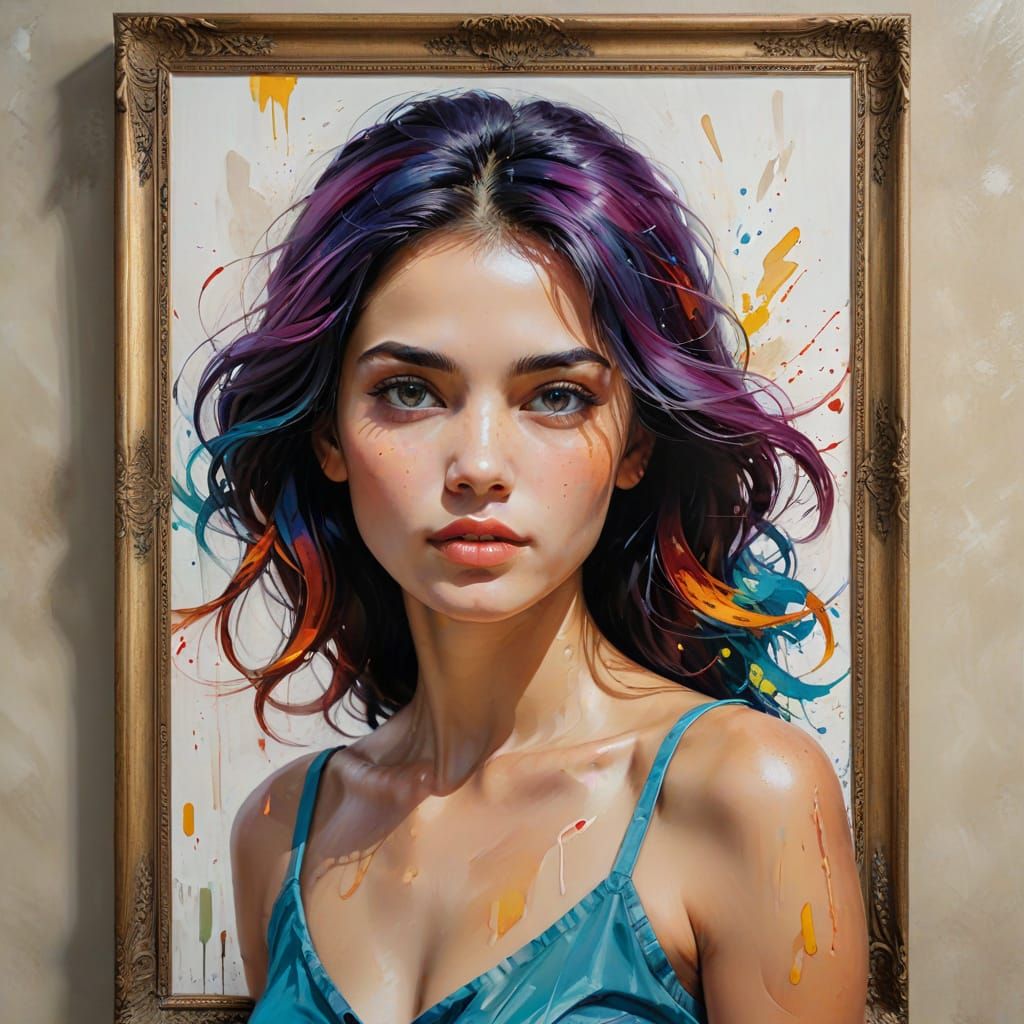 Vibrant Oil Painting of a Beautiful Woman