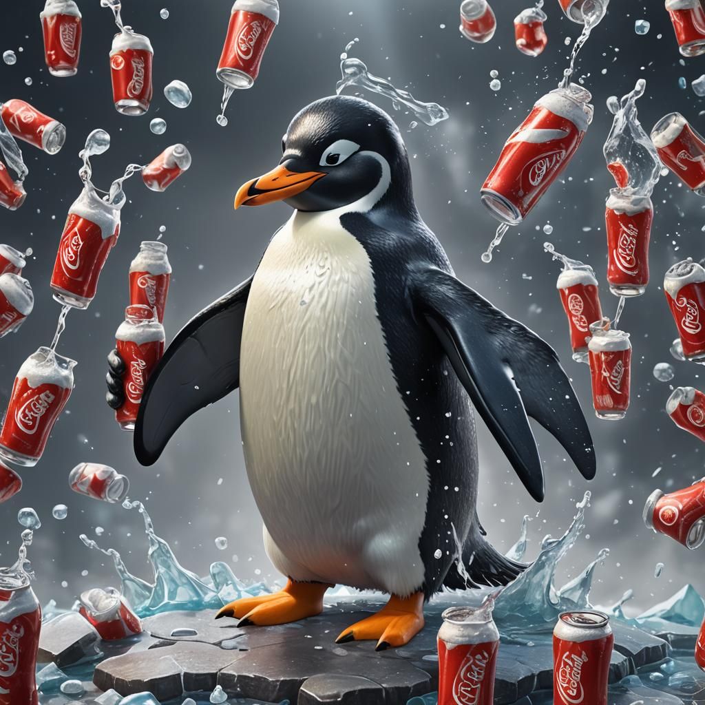 Penguin from Club Penguin Drinks Coke
