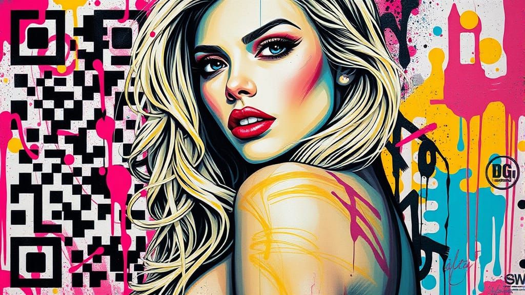 Sultry Blonde Woman in Vibrant Street Art