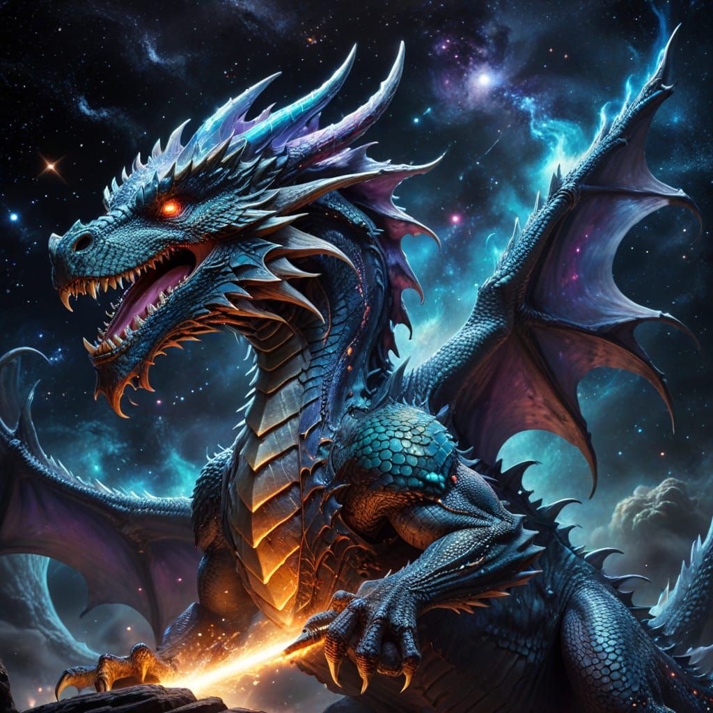 Galactic Dragon: AI-Generated Cosmic Creature