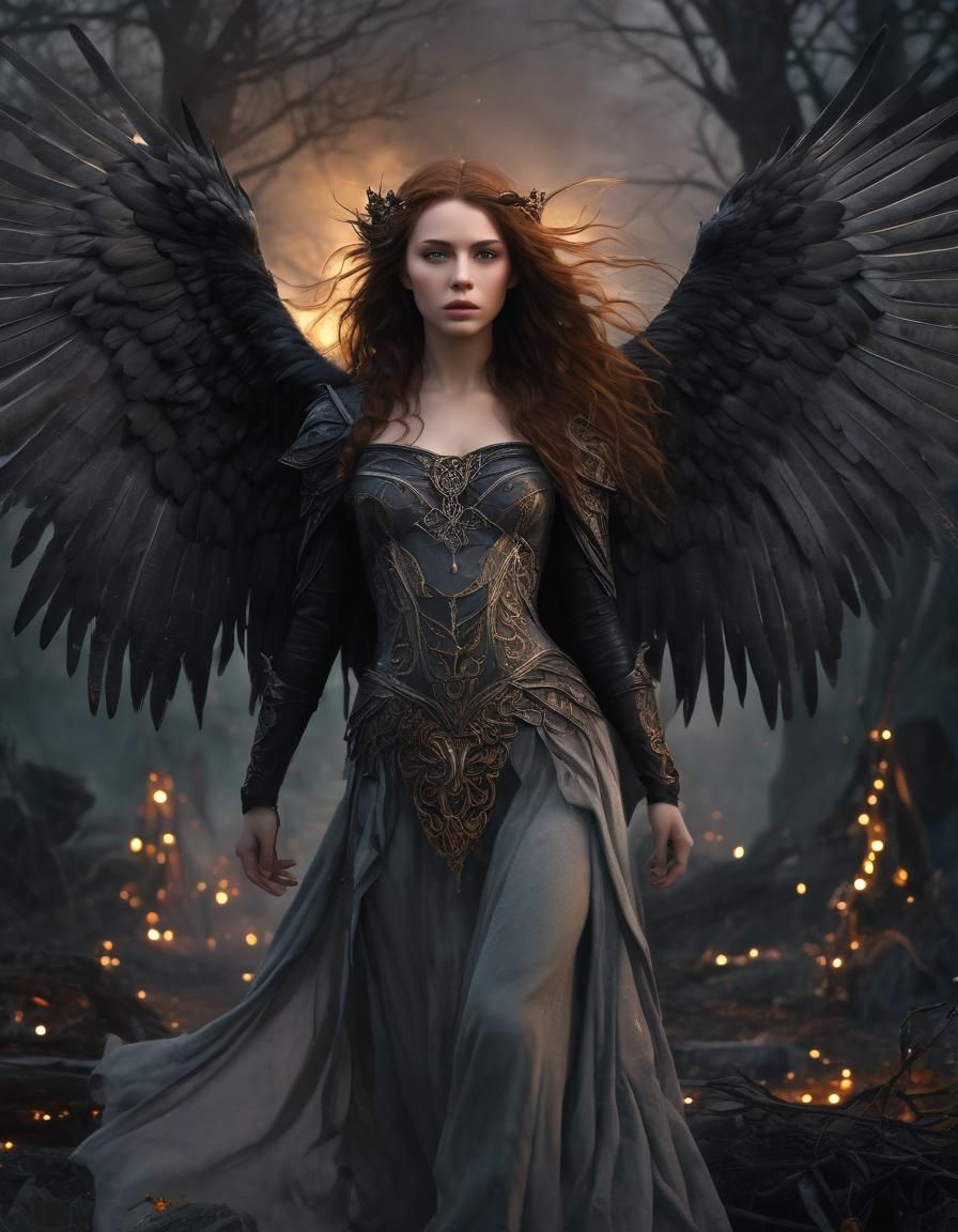 Morrígan, Celtic Goddess of War, Raven Wings