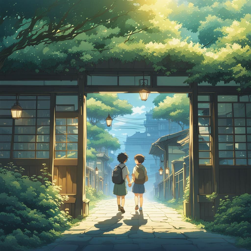 Figures Lighting Each Other in Anime Style
