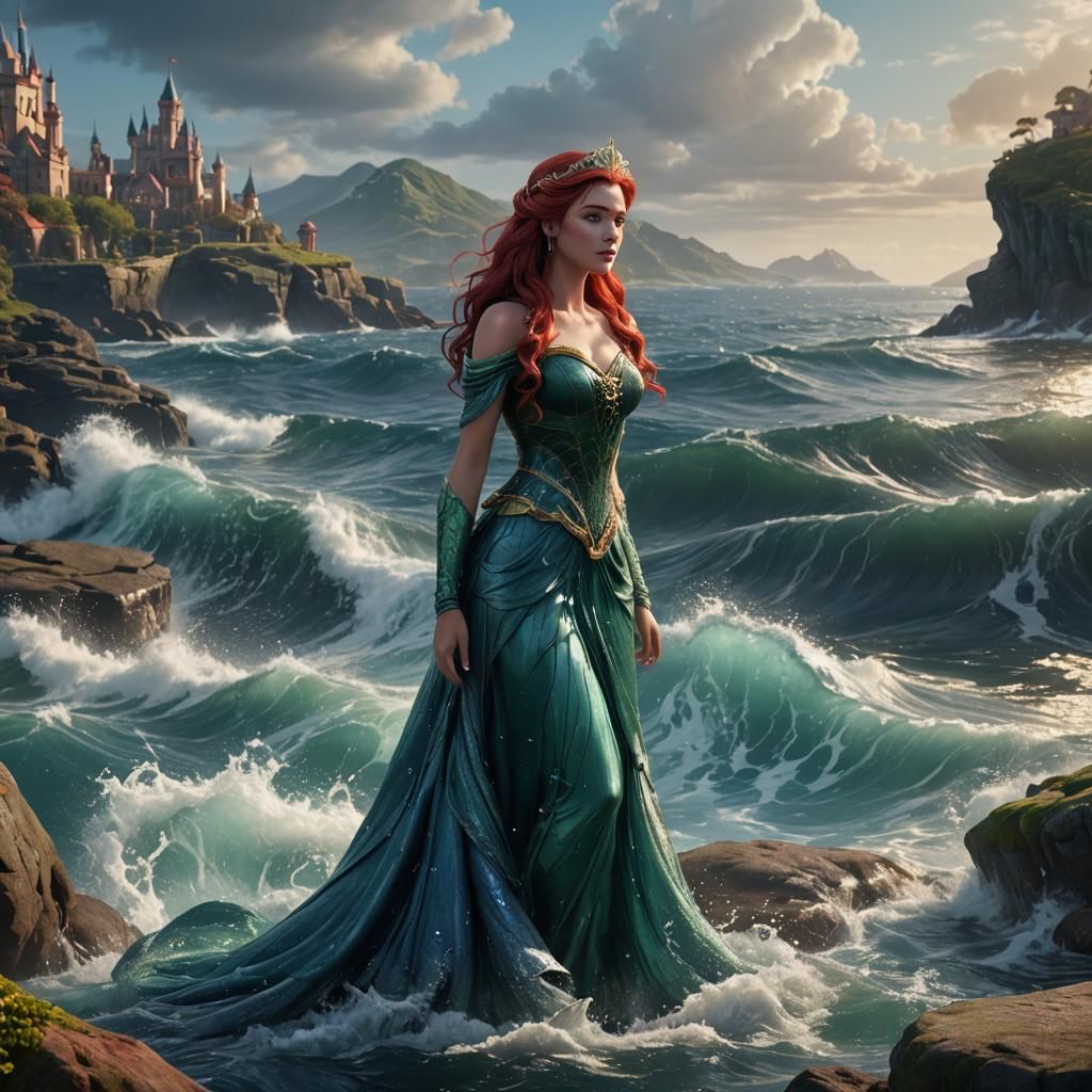 Princess Ariel Water Dress Fantasy Concept Art