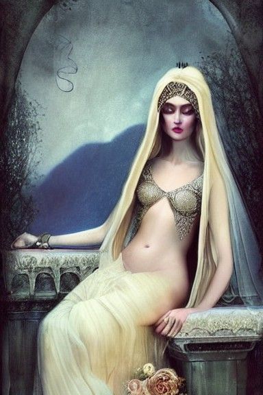 Gothic Androgynous Odalisque in Winter Wedding Gown