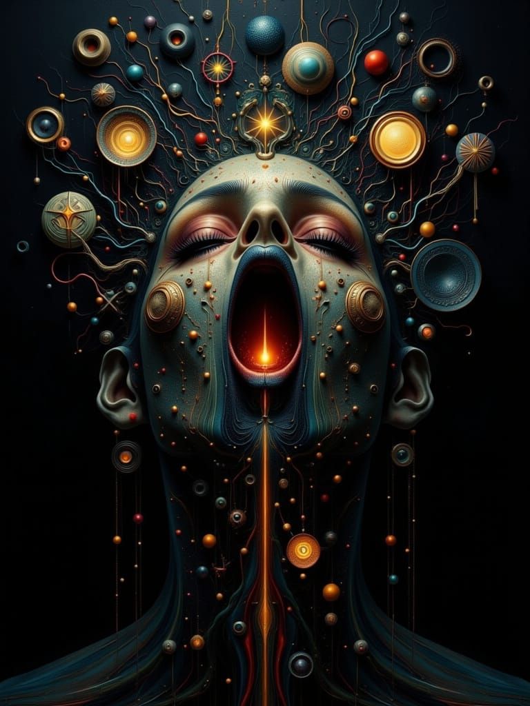 Baroque Surrealist Portrait: Face of Shadows and Light