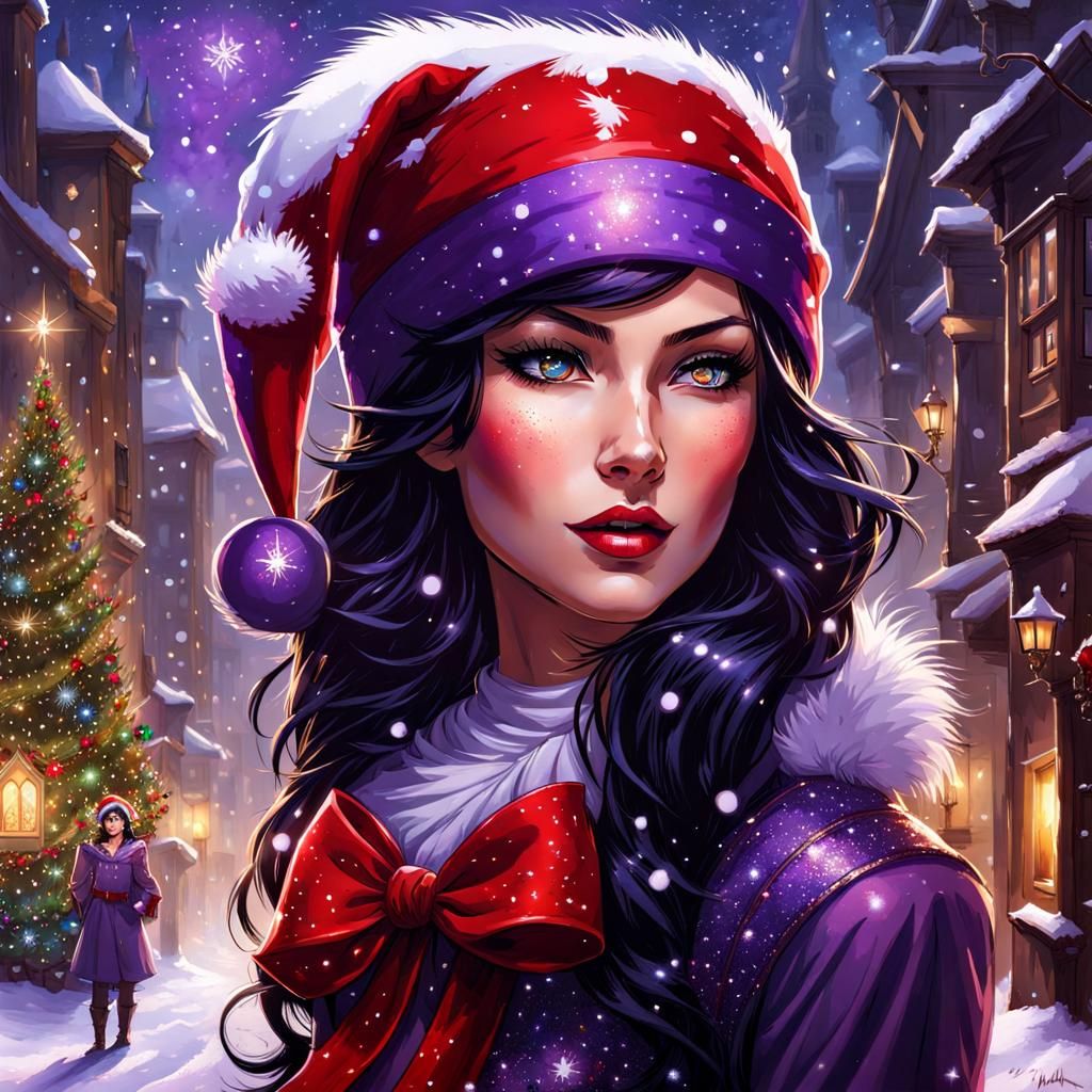 Beautiful Christmas Elf Portrait in Fantasy Art Style