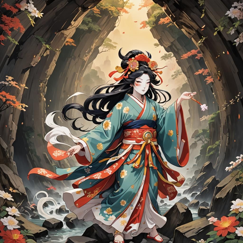 Ame-no-Uzume, the Shinto goddess of dawn, dance, and humor,