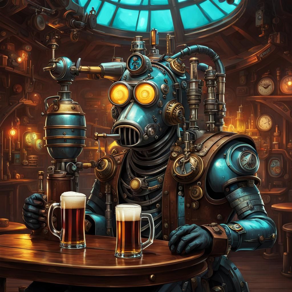 Rick Sanchez in Futuristic Steampunk Pub