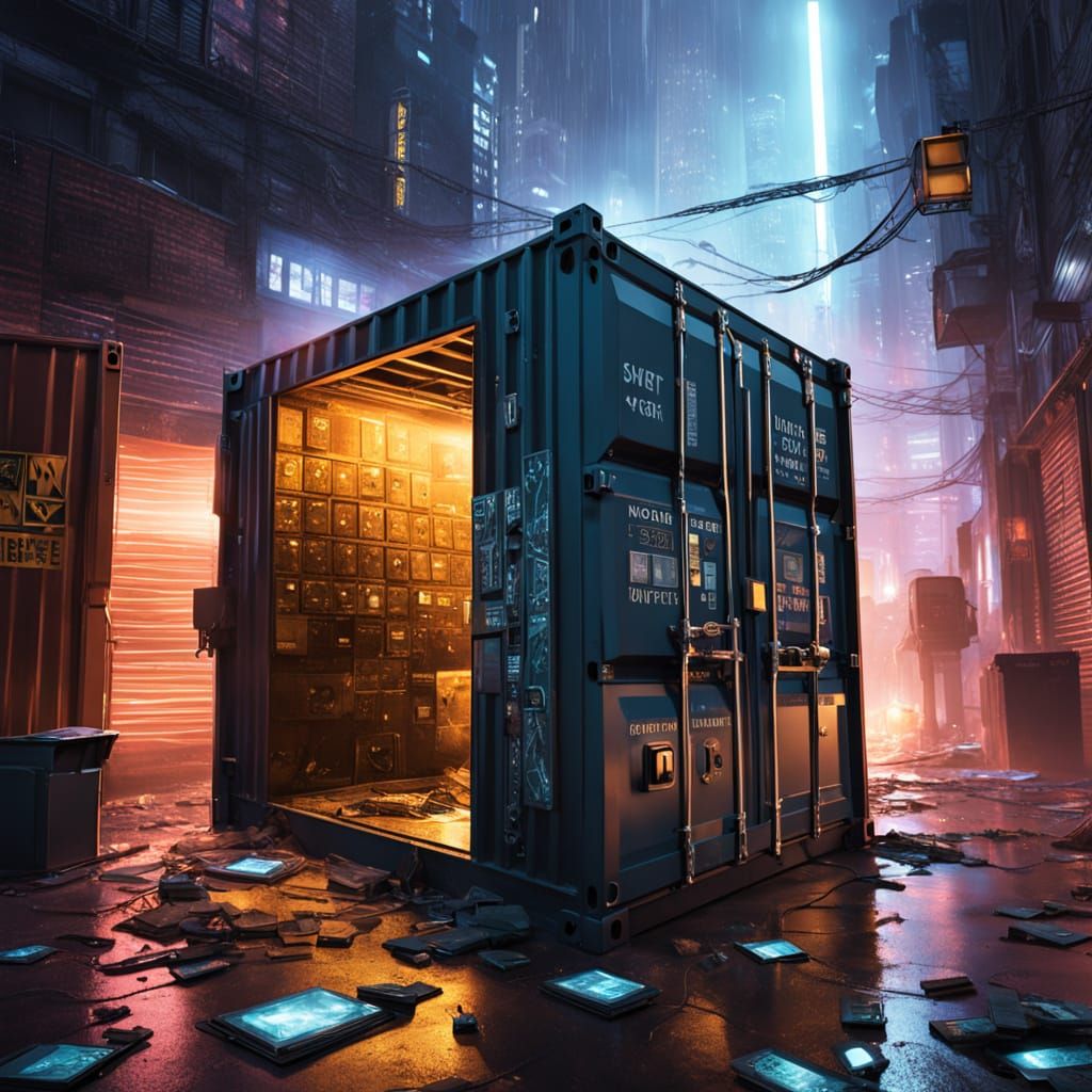High-Tech Safe Heist in Gritty Cityscape