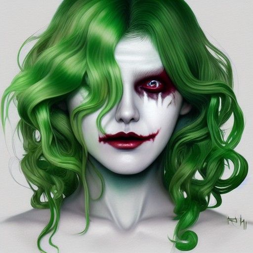 Hyperrealistic Female Joker Digital Painting