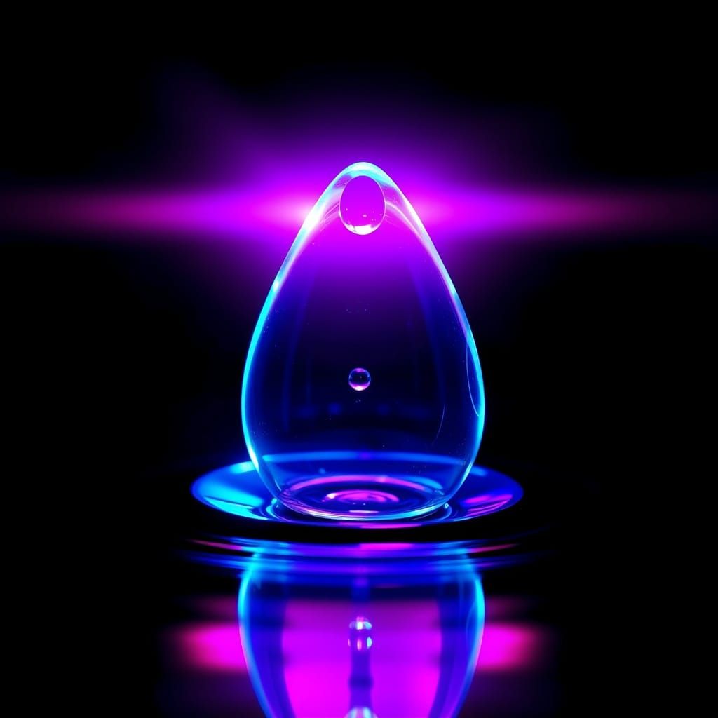 Neon Plasma Light on Water Drop