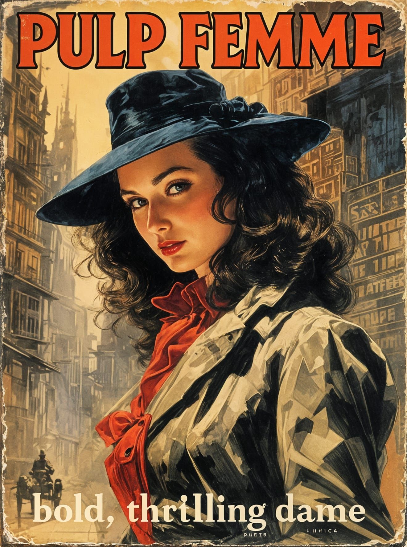 1940s Femme Fatale Book Cover in Pulp Detective Style