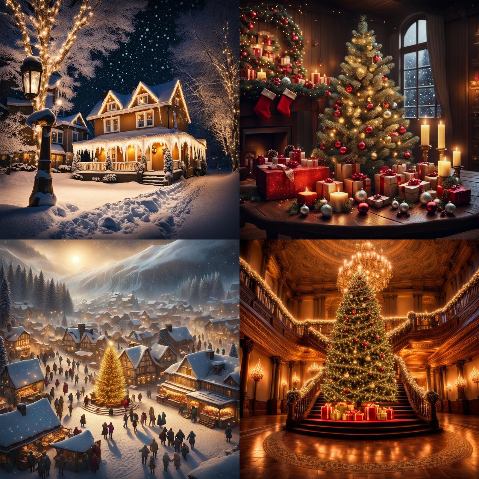 Festive Christmas Scene in Hyperrealistic Detail