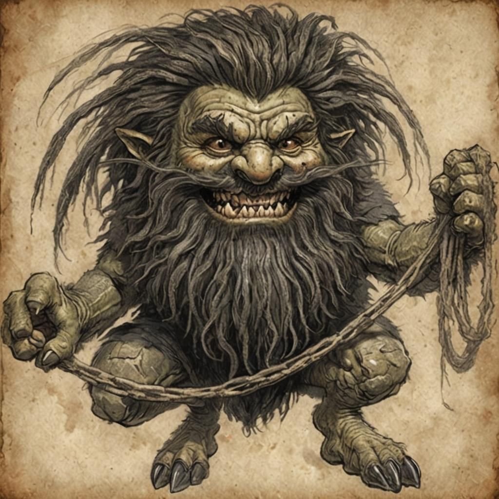 Playful Shaggy Creature with Grinning Face