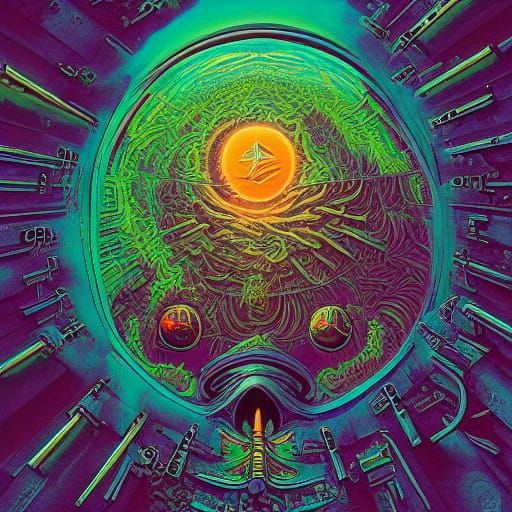 Dystopian Alien Creature in Post-Apocalyptic Gouache Style